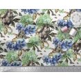 thumbnail image 2 of Soimoi polyester Crepe Fabric Rabbit,Lilac & Pansy Floral Print Fabric by the Yard 52 Inch Wide, 2 of 3