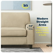 Serta Palisades 73 Track Arm Sofa, Easy Care Polyester, Loveseat or Couch for Small Spaces, Sand Beige