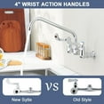 thumbnail image 5 of Wall Mount Faucet 8 Inch Center Commercial Kitchen Faucet, 12 Inches Swivel Spout Wall-Mount Utility Sink Faucets, 2 Handle Wall Mounted Faucets for Kitchen Laundry Room Restaurant, 5 of 10