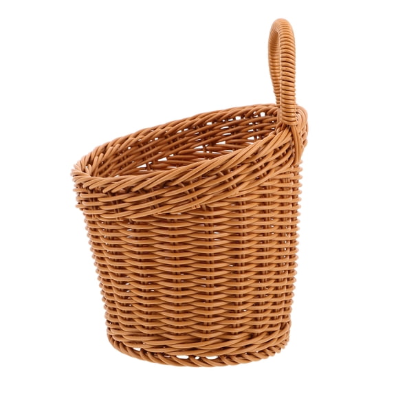 BEADCEST Kitchen Storage Basket Light Brown Plastic Wicker for Decor Multifunctional Design
