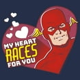 thumbnail image 2 of Men's The Flash Valentine's Day My Heart Races for You  Graphic Tee Navy Blue Heather Large, 2 of 4