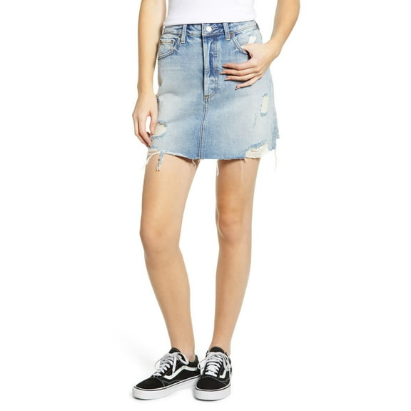 Boyish Women's Blue The Corey Ripped Denim Mini Skirt