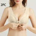 thumbnail image 5 of Mrat Sports Bra Plus Size 2pc Women's Lace Front Buckle Bra Wire Underwear Breathablebra Everyday Underwear Bras S-478 Beige M, 5 of 5