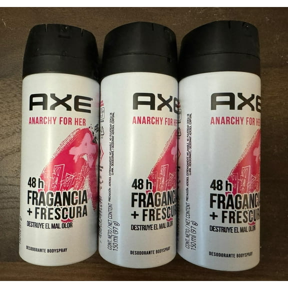 AXE ANARCHY FOR HER 48H FRAGANCIA   FRESCURA BODY SPRAY 3 BOTTLES 150mL