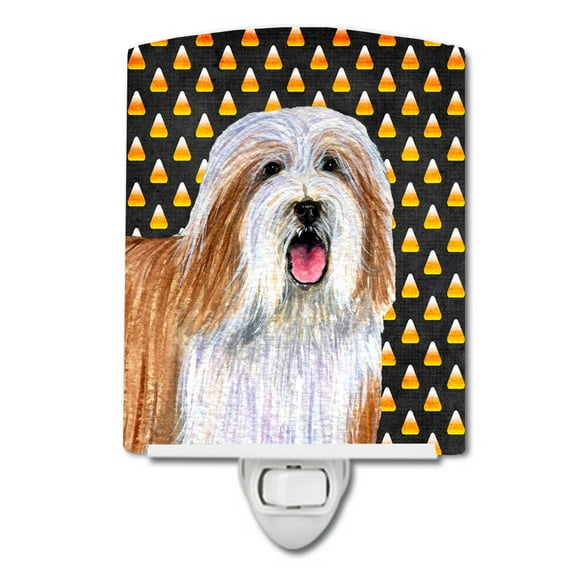 Caroline's Treasures LH9071CNL Bearded Collie Candy Corn Halloween Portrait Ceramic Night Light, 6x4x3", multicolor
