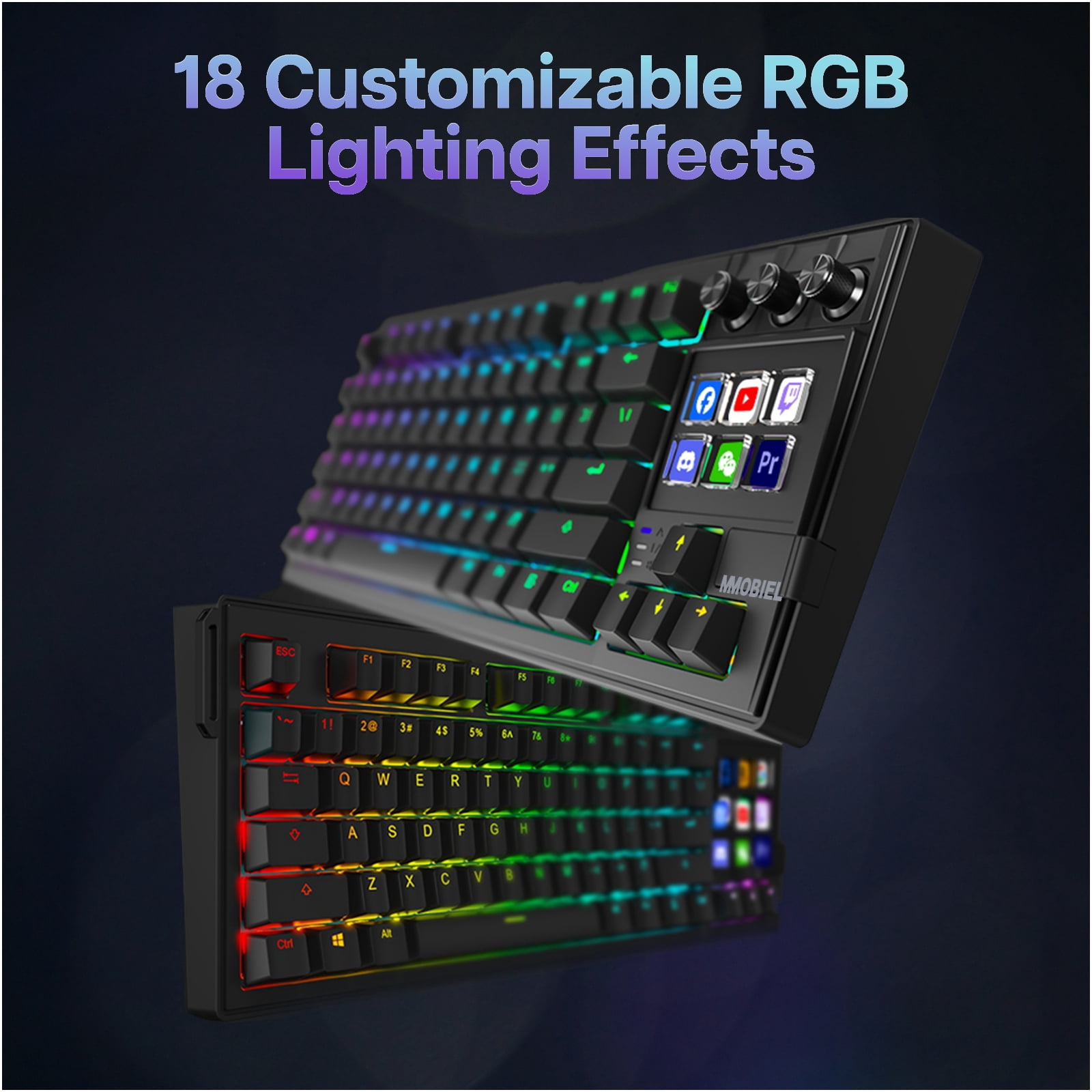 MMOBIEL Stream Deck Keyboard with 6 LCD Keys RGB Wired Mechanical Swappable Gaming & Streaming Keyboard
