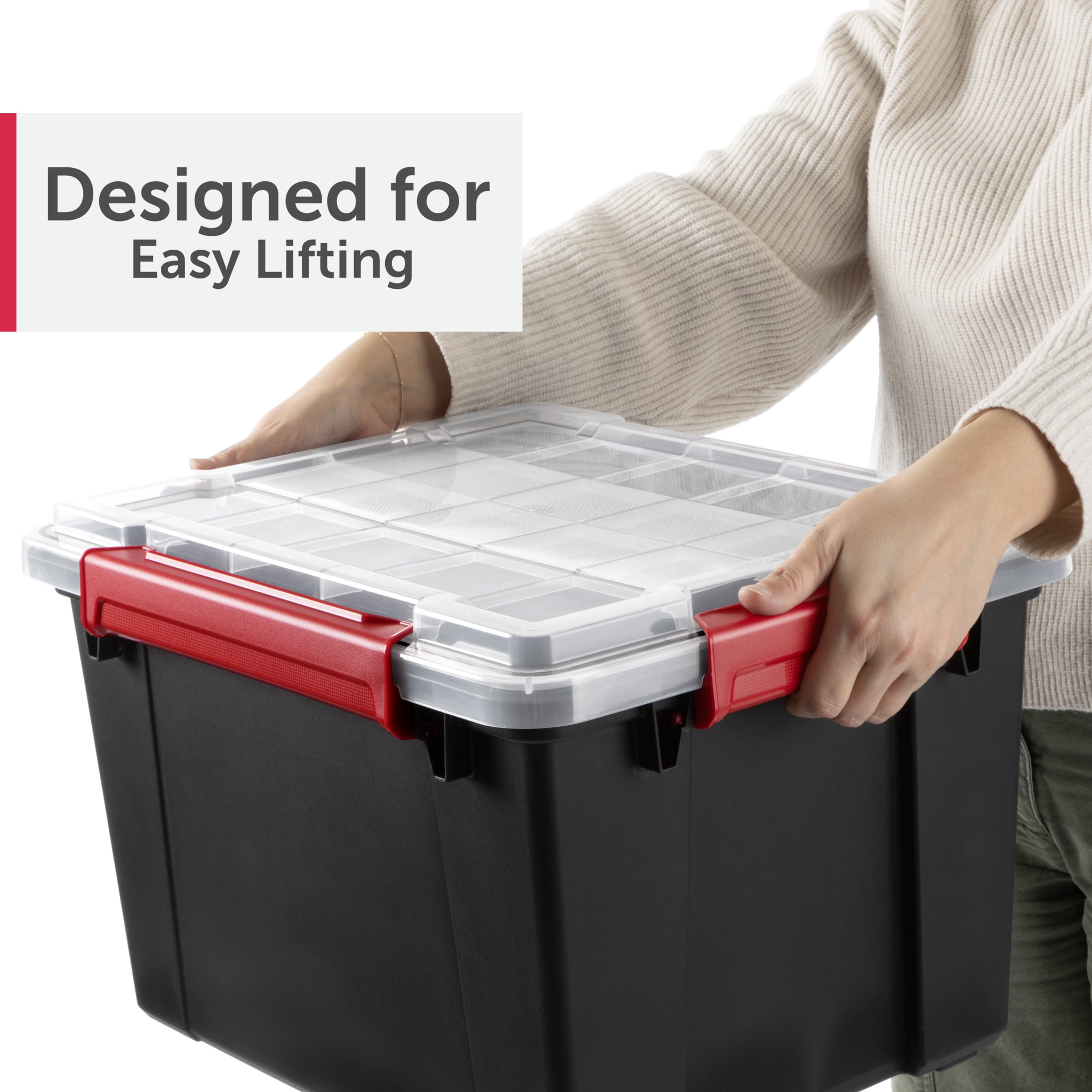 Sterilite Gasket Tote, 8.5 Gallon IP68 WaterProof Plastic Storage Bin with Lid, Gasket Seal and Durable Latches, Black