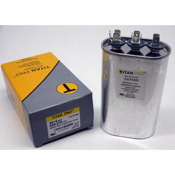 TitanPro TOCFD40/5 HVAC Oval Motor Run Dual Capacitor. 40/5 MFD/UF 440/
