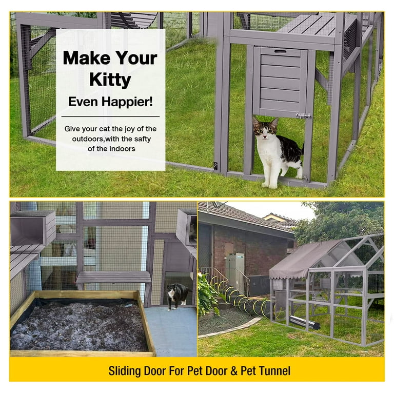 Cat Enclosure Diy Cat Door In Wall AIVITUVIN Outdoor Patio Wood
