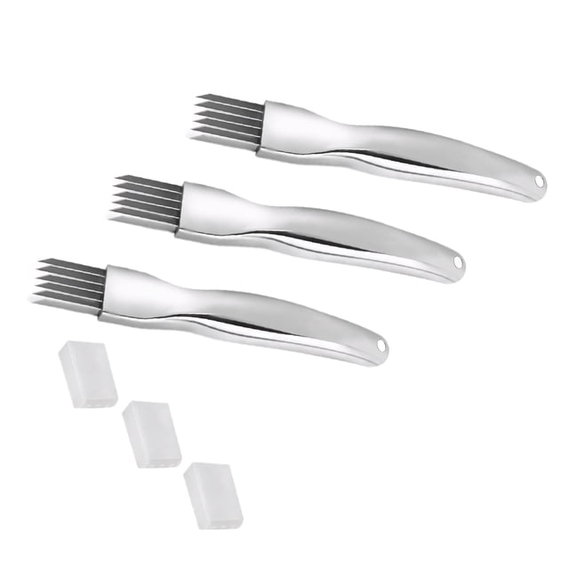 Bearachild Picador de cebolla de acero inoxidable, 3 pack/lote, corta eficientemente chalotes y segmentos, seguro y duradero Cocina y Comedor