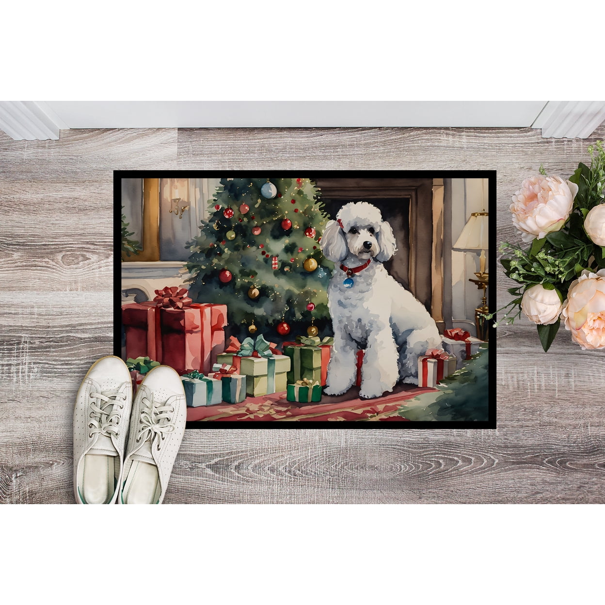 Carolines Treasures DAC2728MAT 0.15 x 18 x 27 in. Poodle Cozy Christmas Doormat