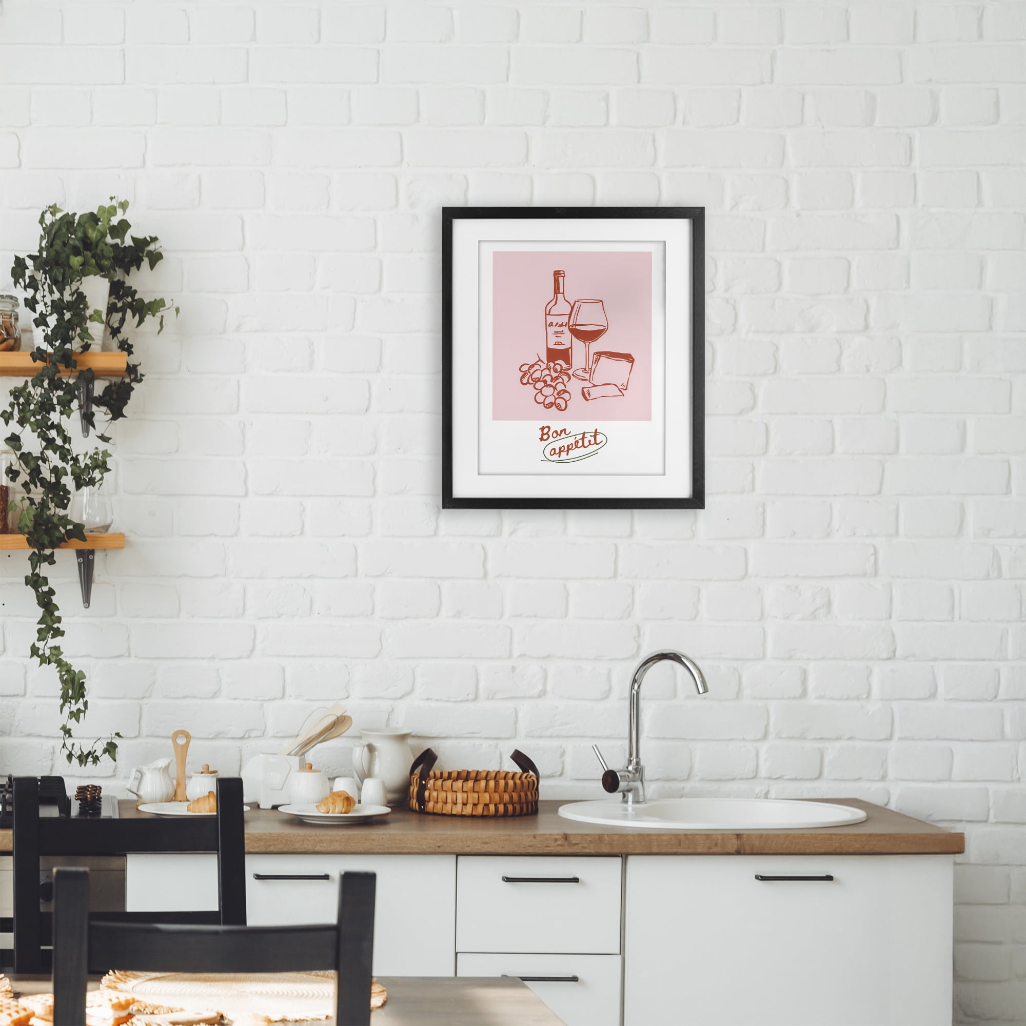 Stupell Industries Bon Appetit Wine & Grapes Black Framed Print Under Glass, design by The Prints Vibe