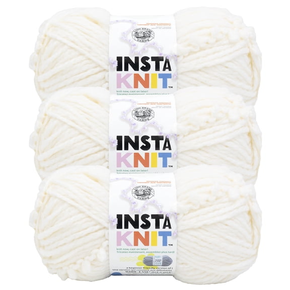 Lion Brand Yarn Insta Knit Crme de la Crme Super Bulky Acrylic, Wool, Polyester Yarn 3 Pack