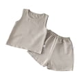 thumbnail image 3 of Toddler Baby Boy Clothes Short Sleeve Color Block Sweatshirt Top Drawstring Pants Set 2pcs Summer Outfits 6-12 Months 12-24 Months 2t 3t 4t 5t 6t 7t Children(Grey,3-6 Months), 3 of 6