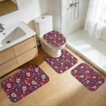 thumbnail image 4 of Skull and Flower Gothic Pattern Bathroom Rug Set 4 Piece,Includes Contour,Lid Cover,Bath Mat,Non-Slip Extra Soft Absorbent Washable, 4 of 4