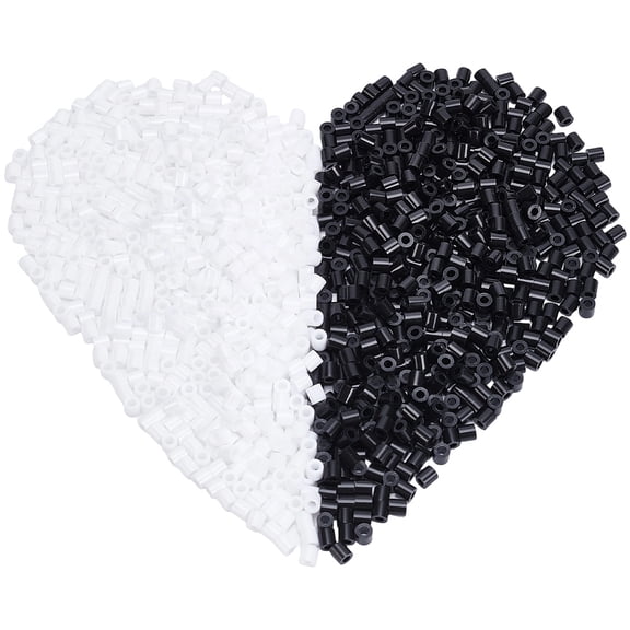 SOFPALTE 1000Pcs Black and White Iron Beads 5mm Beads Bulk with 3mm Hole Plastic Inventory Refill Pack Melting Crafts