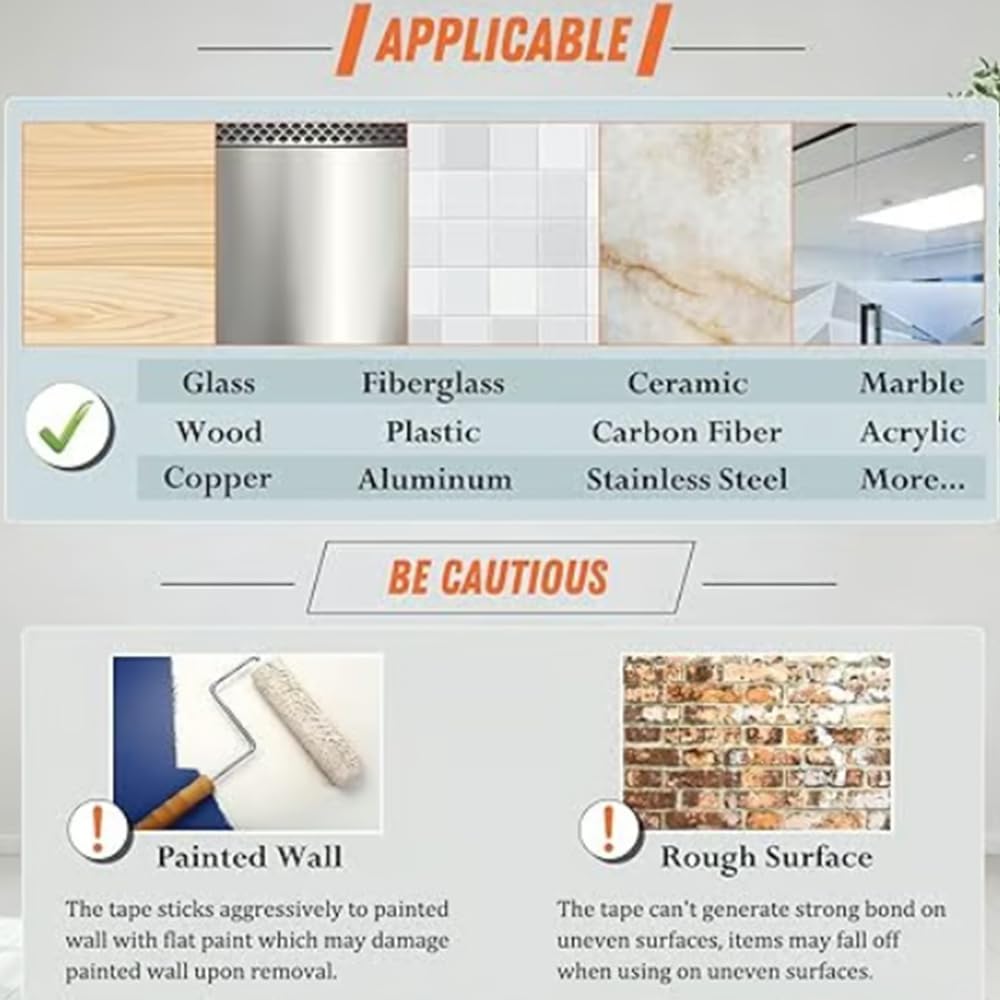 Myinstaseal Anti-Draft Adhesive, Upgrade Extra Large Double Sided Tape, Clear & Tough Nano Tape, Heavy Duty Multipurpose Adhesive Strips, for Wall Deco, Secure Carpet, DIY