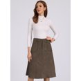 thumbnail image 3 of DARING DIVA Women's Faux Suede Pockets Stretch A-line Midi Skirt with Belt S Coffee, 3 of 6