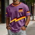 thumbnail image 2 of Soccer Cup 2026 Jersey for Men, Crew Neck Short Sleeve Deutschland Lightning Bolt Graphic Tee with Waffle Knit Texture - Breathable Performance Top for Match Day & Gym Purple L, 2 of 7
