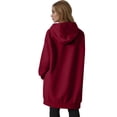thumbnail image 5 of Resicozy Women's Zip Up Hoodies Plus Size Long Tunic Sweatshirts Casual Fashion Fall Jacket Coat with Pockets Wine S, 5 of 5