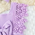 thumbnail image 4 of GYRATEDREAM Newborn Baby Girl Romper Dress Fly Sleeve Cute One-piece Jumpsuit Dress Summer Clothes with Headband for 12-18M Purple, 4 of 9