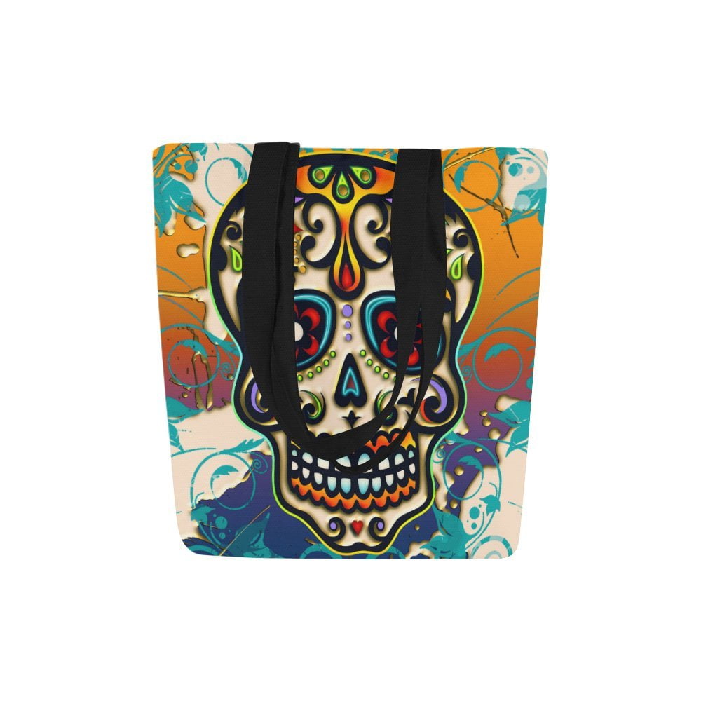 ASHLEIGH Dia De Los Muertos Skull Canvas Tote Bag Shoulder Handbag ...
