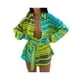 thumbnail image 1 of VISgogo Camisa de rayas de colores en contraste para mujer, blusa de solapa con botones de manga larga Primavera Verano Vestido de parte superior de longitud media VISgogo  moda, 1 of 9