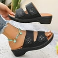 thumbnail image 6 of HWRETIE Womens Slippers Premium Fashionable And Casual Summer New Style Wedge Heel Solid Color One-Line Beach Slippers With Closure – Offering Support Outdoor Leisure Black/38, 6 of 6
