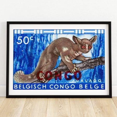 Kna Prints - 1 Pc Poster Lemur Vintage Congo Art Postage Stamp Print Aesthetic Wall Art Postage Stamp Wall Vintage African Art, UNFRAMED-8x12