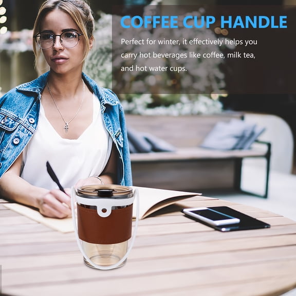 OFFIGAM 2-Pack White Silicone Cup Handles for Hot Drinks, Easy Grip, Fits Mugs 6.68x4.72x0.39in