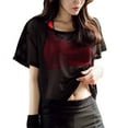 thumbnail image 2 of Blusa de tela de red manga corta secado rápido camiseta suelta para mujeres Fitness verano yoga ride Black s Sailing, 2 of 10