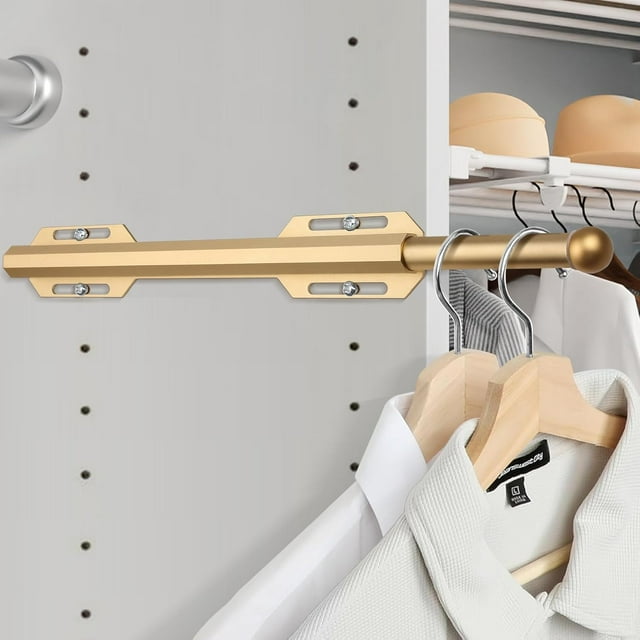 Tringle de Valet pour Garde-Robe Coulissante, Tringle de Valet Robuste et Ajustable pour Garde-Robe, Buanderie, Chambre, Salle de Bain (Or)