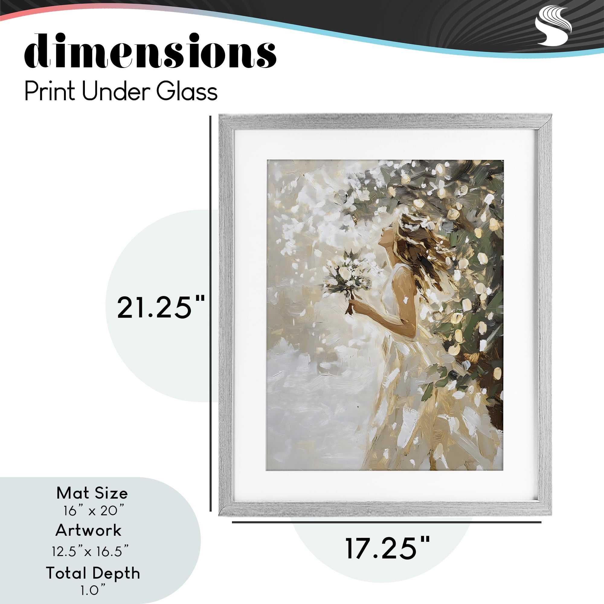 Soft White Snow Flurry Gray Framed Print Under Glass, design by LSR Design Studio