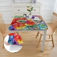 thumbnail image 2 of BANET Elastic Edge Square Fitted Tablecloth, Floral Boho Colorful Bohemian Waterproof Wipe Clean Polyester Table Cloth, for Indoor Outdoor Kitchen Home Party Dinner Patio, Fit for Square Table white, 2 of 8