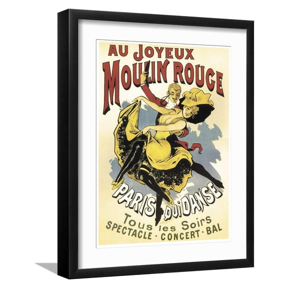 Art.com Au Joyeaux Moulinrouge Giclee Print, Black Frame Wall Art, 17" x 21"