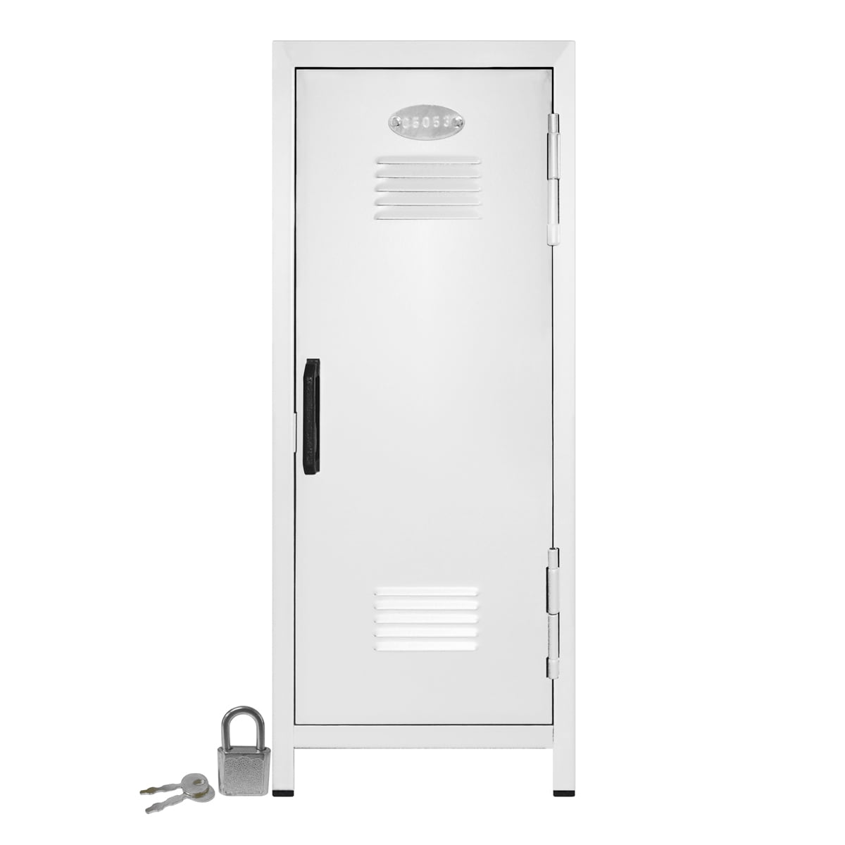 Mini Locker with Lock and Key White 10.75" Tall
