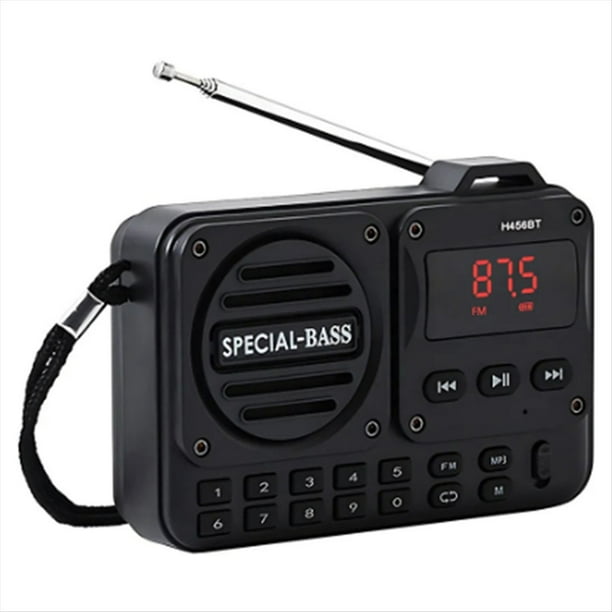Radio FM Digital Portátil Recargable con Pantalla LED y Altavoz Bluetooth 5.4, Ideal para el Hogar y Viajes, Color Negro.