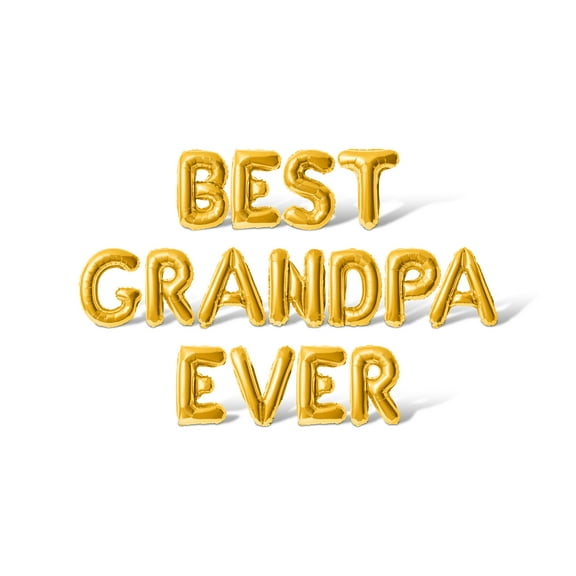 Letter Balloons - BEST GRANDPA EVER 16" Inch Alphabet Letters Foil Mylar Balloon Grandparents Party Banner (Gold)