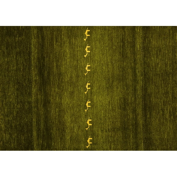 Ahgly Company Indoor Rectangle Abstract Yellow Contemporary Area Rugs, 2' x 4'