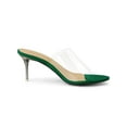 thumbnail image 3 of BLISSFUL STEP Women's Clear Strap Stiletto Heels Sandals Emerald Green 8, 3 of 7