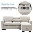 thumbnail image 3 of Sectional Sofa bed with Large Storage Space, Pull-Out Sleeper Sofa with Drop Down Table and USB Charger, L-Shaped Loveseat Sofa with Plastic Legs for Living Room, Bedroom, Weight Capacity 330 LBS, 3 of 7