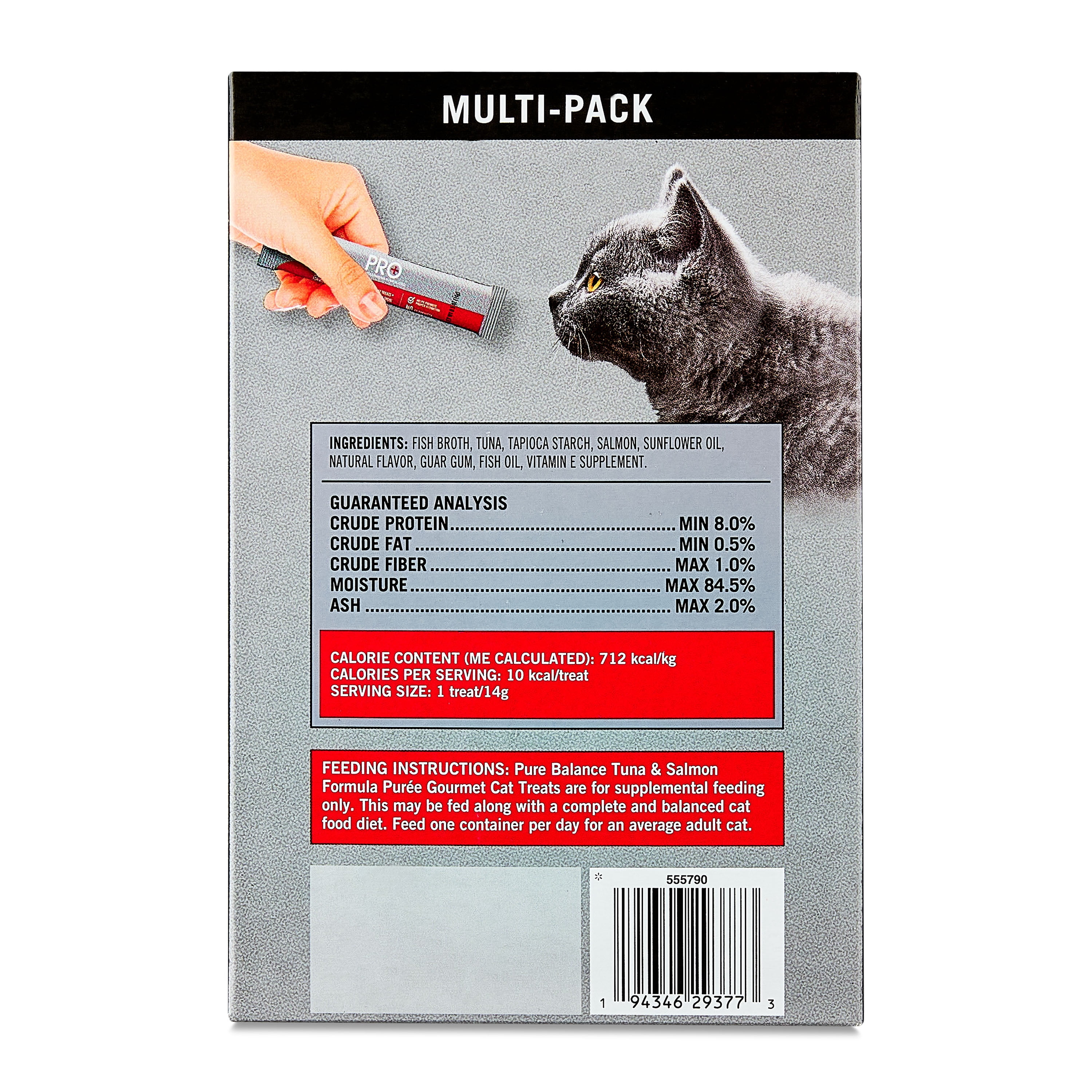 Pure Balance Pro+ Grain Free Gourmet Wet Cat Treats, Tuna & Salmon Formula, 0.5 oz Pouches, 20 Count