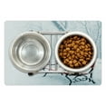 thumbnail image 1 of Forest Pet Mat for Food and Water, Row Iced Red Benches in a Park's Pathway Misty Crystalline in the Weather Forest Photo, Non-Slip Rubber Mat for Dogs and Cats, 18" X 12", by Ambesonne, 1 of 2