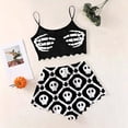 thumbnail image 2 of MEZZALL Women Sleeveless Halloween Print Pajama Spaghetti Strap Skeleton Hand Graphic Crop Cami Sleep Tops With Shorts Comfortable Nightwear For Cozy Home Sleepwear Breathable 2 Piece Pjs, 2 of 4