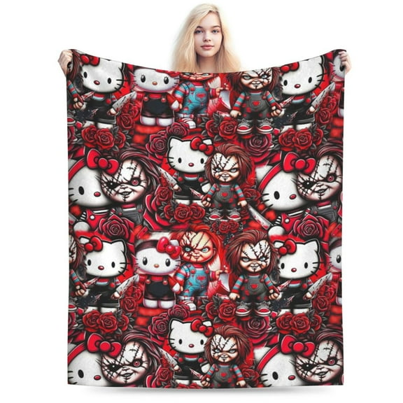 Flannel Blanket, Hello Kitty Chucky Doll Luxurious Ultra Soft And Warm, Anti-Pilling,Wrinkle-Resistant Throw For Bed,Sofa 80"X60"