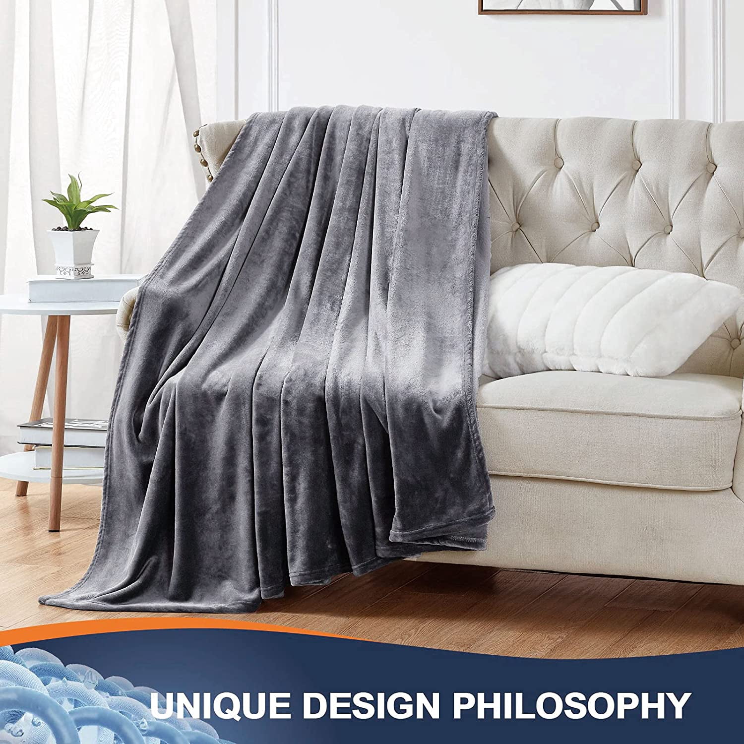 Walensee Ultra Soft Microplush Fleece King Blanket, 108" x 90", Dark Grey, Machine Washable