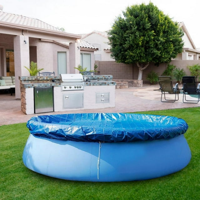 Round Shape PE Proof Water Rain Pool Cover, Simple Installation, Prevent Leaves and Debris, Fits Various Sizes of Swimming Pools, Comes with Accessories