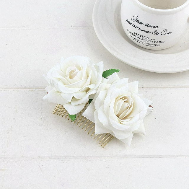 Nvzi Paquete de 2 peinetas con forma de rosa, accesorios para el cabello de boda para mujer, bailarina de flamenco (blanco)