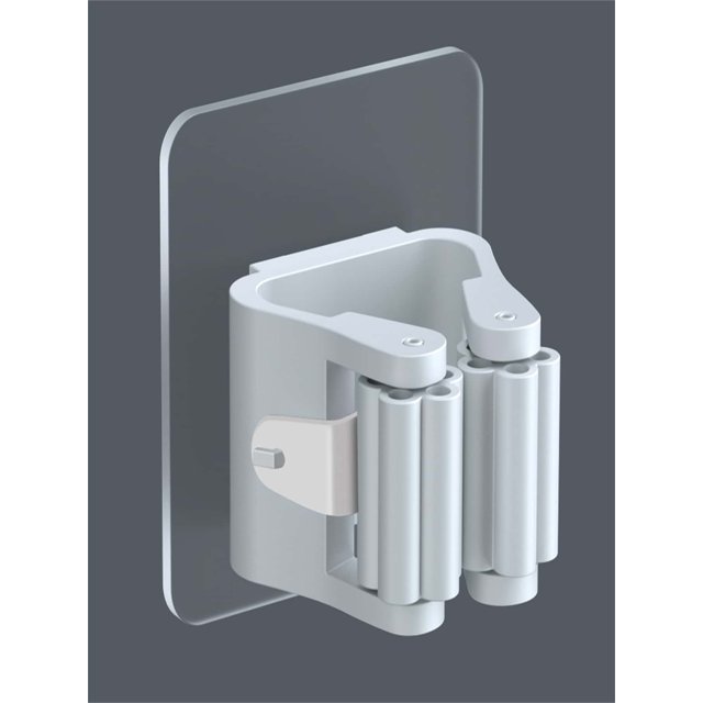 1pc No Punching Mop Holder Self-adhesive Broom Hanger Storage Hook For Bathroom, White