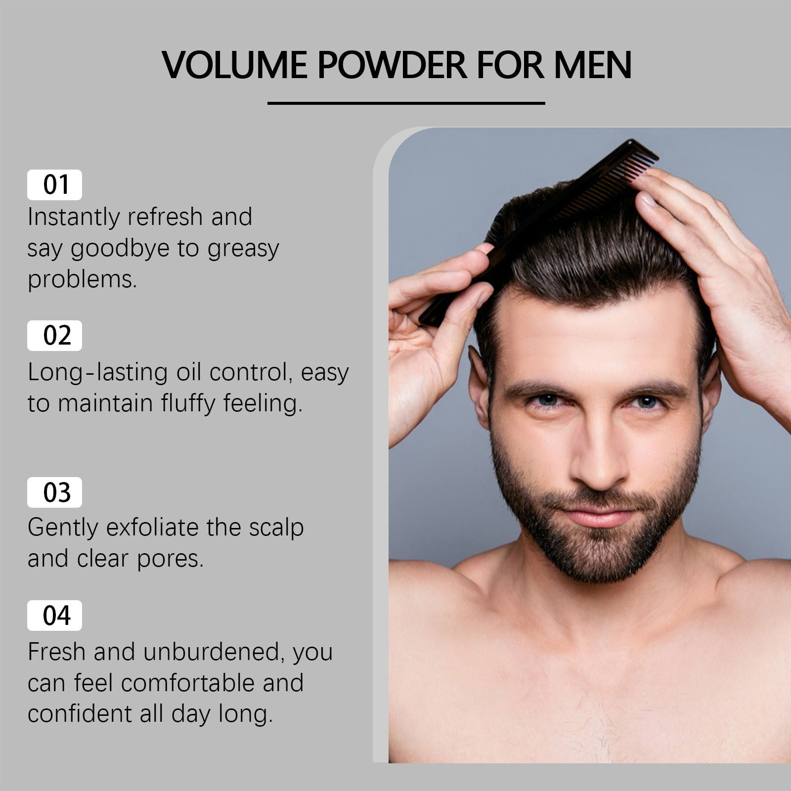 Texture Powder for Men, Instant Volume & Matte Texture, Lightweight Strong Hold, Hairstyle Instant Volume Grooming Accessories